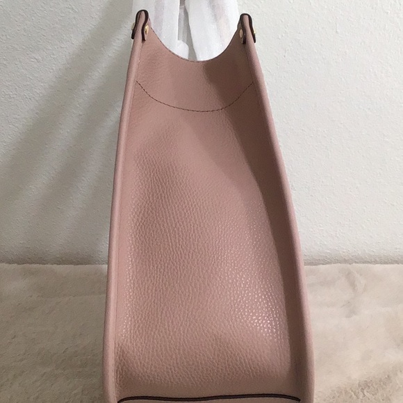 🆕 MICHAEL KORS “ Heidi” Semi-Lux Canvas Leather Signature Logo Large Tote Fawn - Picture 6 of 11